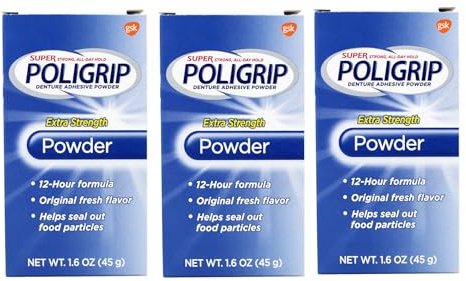 Super POLI-GRIP Powder 12hr Hold 1.6oz 3pk