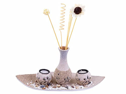 Modernes 3-teiliges Teelichthalter Set inklusive Vase Höhe 37 cm