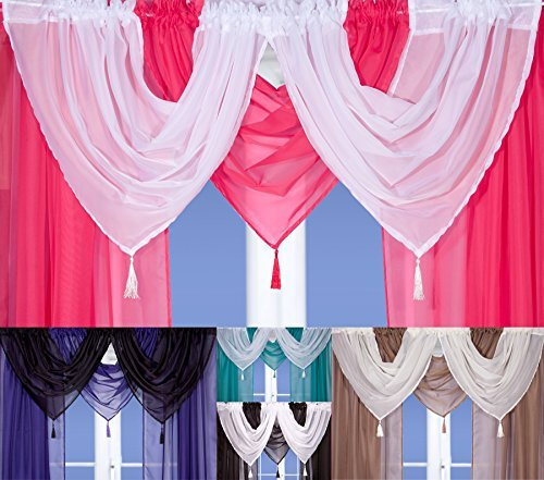 John Aird Voile Swag With Tassel (Fuchsia)