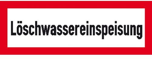 Indigos UG Aufkleber Löschwassereinspeisung Hinweisschild Brandschutz 42,00x14,8 cm - selbstklebender Sicherheits Aufkleber für Tür oder Wand - Warnschild für Gebäude, Hotel, Büro, Firma, Haus, Praxis