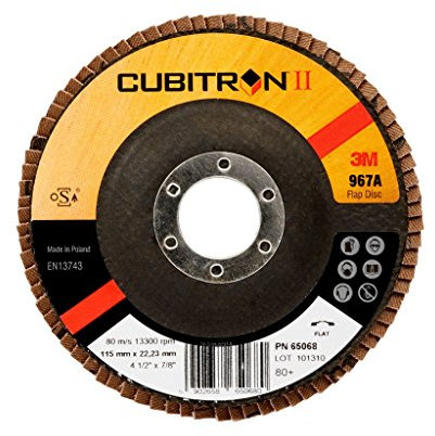 3M Cubitron II Fächerschleifscheibe 967A, 115 mm, 22,23 mm, 80+, konisch, 1 Stück / Karton