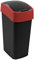 Curver 229413 Bin-Papelera de plástico con Tapa, Color Negro/Rojo 65,3 x 29,4 x 37,6 cm, 50 L