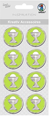 Ursus 564000296 - Kreativ Accessoires Eden, Kelch, bunt, 8 Stück, selbstklebend, aus verschiedenen hochwertigen Materialien, zum Dekorieren von Karten und Geschenke