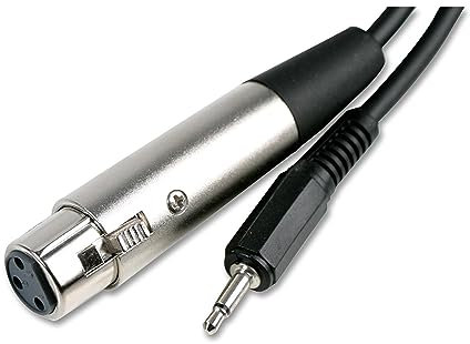 rhinocables - 3 Pin XLR Female Socket to 3.5mm Mono Jack Plug Cable | Audio Converter Wire Lead | Pure Copper Conductors | 2 meter Length | Compatible with Audio Splitter Cables, Black 2m