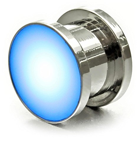 Ucult Leuchtender Ohr-Plug/LED Flesh Tunnel Plug Ohr Piercing Länge 10 mm, Farbe Blau