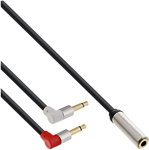 InLine 99251A Slim Audio Kopfhörer Flugzeug-Adapterkabel, 2x 3,5mm Klinke ST an 3,5mm Klinke BU 3pol., 1m