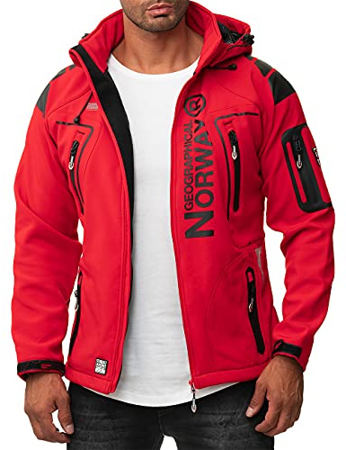 Geographical Norway Techno Softshelljacke Herren Kapuze abnehmbar, Red, S