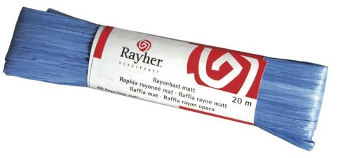 Rayher Rayonbast, matt, Strang 20 m, d.blau, Bast zum Basteln, Geschenkbast, 5214910, dunkelblau