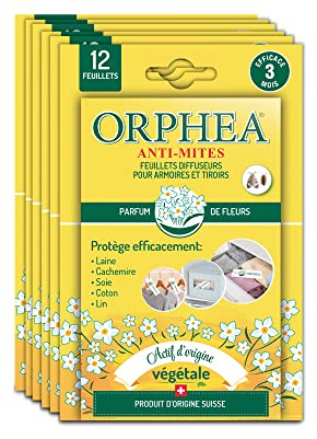 Orphéa – Antitarme naturale per tessuti – 12 foglietti con profumazione floreale