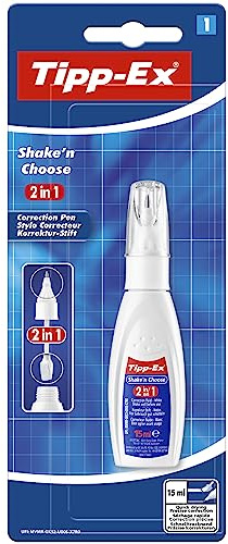 Tipp-Ex Korrekturstift Shake'n Choose 2-in-1, 15 ml, Blister 1 Stück, weiß