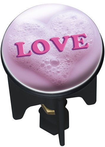 WENKO 20720100 Waschbeckenstöpsel Pluggy Love Abfluss-Stopfen, Messing, Kunststoff, Durchmesser 3.9 x 6.5-9.5 cm, rosa/pink