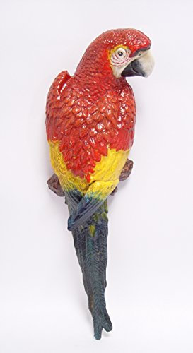 Deko Papagei Wanddeko rot/weiß Gußeisen L:35,5cm Landhaus