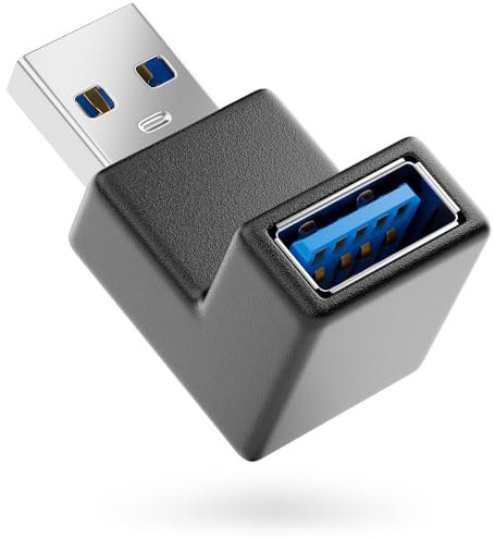 deleyCON USB 3.0 Adaptateur Angle - Adaptateur Angle de 90° - Un Homme A-Femme - Compatible avec Tous Les Câbles USB