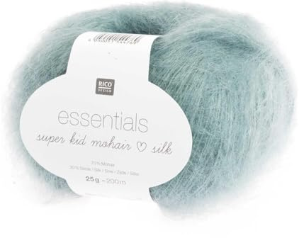 Rico Essentials Super Kid Mohair loves Silk, Fb. 006 – aqua, Lacegarn aus Super Kid Mohair & Seide zum Stricken und Häkeln, Lacewolle Nadelstärke 4,5 mm