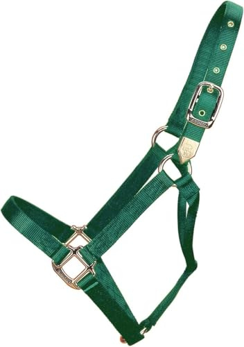 Hamilton Deluxe Horse Halter, 1 Triple Ply Nylon, Yearling or Standard Donkey, 300-500 lbs, Dark Green