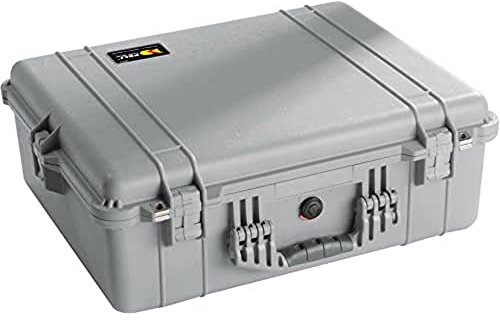 PELI 1600 Koffer für Sicheren Transport, IP67 Wasser- und Staubdicht, 46L Volumen, Ohne Schaum, Silber