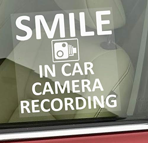 Platinum Place 1 x Smile In Car Camera Recording Window Sticker-87mm x 87mm-CCTV Sign-Van,Lorry,Truck,Taxi,Bus,Mini Cab,Minicab-Go Pro,Dashcam