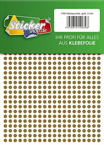 Klebepunkte aus PVC Folie, wetterfest, Markierungspunkte Kreise Punkte Aufkleber (5 mm, gold)
