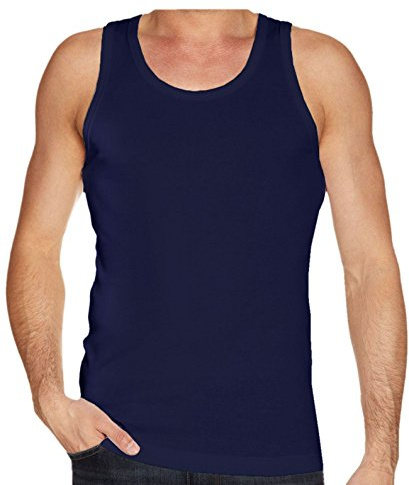 Gaffer Mens Vests Plain Tank Top Regular Fit 50% Cotton and 50% Polyester Sleeveless Basic Classic Underwear Athletic Muscle Gym Fitness Wear Navy Small