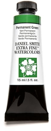 DANIEL SMITH Extra Fine Watercolor 15ml Paint Tube, Permanent Green, 0.5 Fl Oz (Pack of 1)