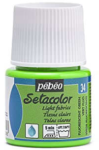 Pebeo Setacolor Light Fabrics Paint 45-Milliliter Bottle, Fluorescent Green