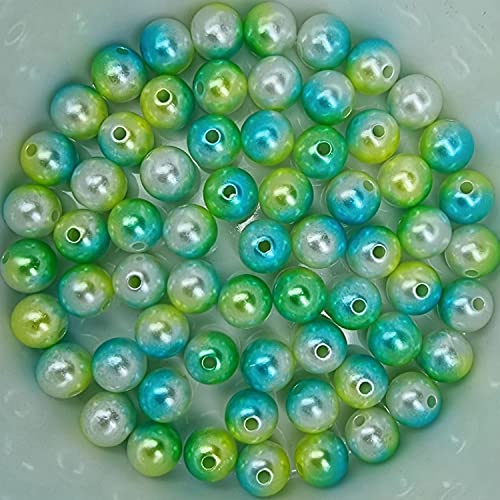 Bastelperlen bunt schimmernd 200 Stück, 6mm, weiß, grün - kuststoff Regenbogen Wachsperlen glänzend Drahtsterne Perlenkette basteln DIY Perlen Acryl Set groß Armband Schmuck