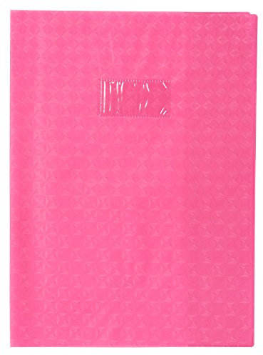 Clairefontaine 72219C - Heftumschlag / Heftschoner / Hefthülle Calligraphe mit Feinkörnung & Diamantmotiven DIN A4 21x29,7 cm, Etikettenhalter, aus PVC blickdicht und strapazierfähig, Rosa, 1 Stück