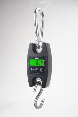 G&G OCS-50 Hängewaage, 200kg/100g, Schwarz, CE-zertifiziert, Easy-View LCD Display, HOLD- und TARA-Funktion, Automatische Ausschaltung