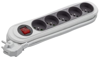 MultIPrise Electrique - Prise Multiple - Bloc MultIPrise - Rallonge Electrique - Debflex 716073 Rallonge MultIPrise - Gamme NOLA - 5 Prises 2P+T 16A avec Interrupteur - Cordon 1.30 m - Anthracite
