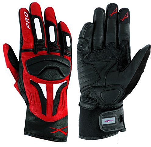 A-Pro Sommer Sport Leder Gepolsterte Handschuhe Roller Motorrad Bikers Rot M