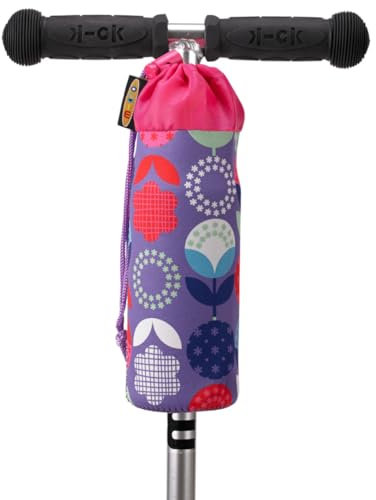 Micro | Porte Bouteille | pour Mini/Maxi | Néoprène | Accessoire de Trottinette | Ermeture à Cordon | 750ml | Fleurs