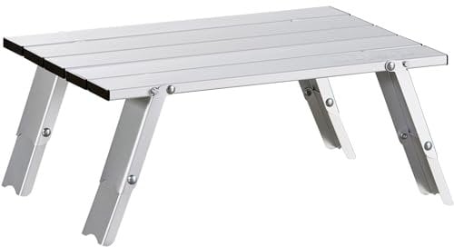 Uquip Campingtisch Handy Silver I 28 x 16 x 40 cm I kompakter Falttisch mit 30 kg Traglast I Leichter Beistelltisch aus Aluminium I tragbarer Outdoor-Tisch für Camping, Picknick, Festivals & Angeln