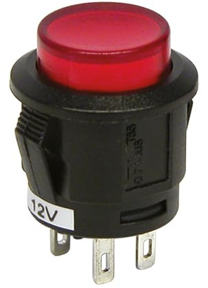 Carpoint | Drucktaster 12V 20A Rot | Kompaktes Design 3x3x9 cm | Robustes Kunststoffgehäuse | Geeignet für Fahrzeuge und Verschiedene Anwendungen