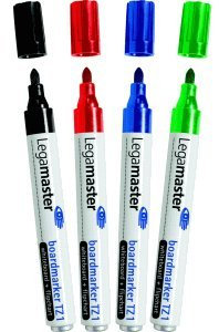 Legamaster Boardmarker TZ 1 4er Set sortiert - Metall, Mehrfarbig, Rundspitze, Buchstabendruck, Wasserfest, Whiteboard-Marker, Markierstift