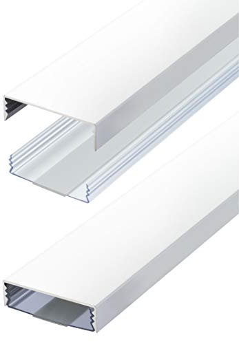 Flacher Design Aluminium Kabelkanal lackiert in Mattweiss RAL9003 selbstklebend 50 mm x 15 mm Alunovo Kabelschacht Leitungskanal Installationskanal (Länge: 50cm)