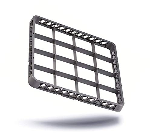 Kerafactum Aufsatz Erweiterungselement 50x50 cm aus BPA-Free Kunststoff Korb Element für Spülkorb 16 Felder, graublau Korbaufsatz für Gläser & Tassen, erweiterbar universell für Gastro Spülmaschine