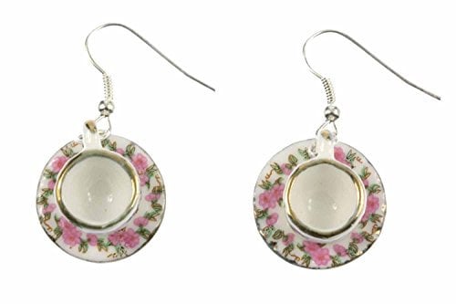 Miniblings Tassen Ohrringe Teetasse Kaffeetasse Porzellan rosa Tee - Handmade Modeschmuck I Ohrhänger Ohrschmuck versilbert