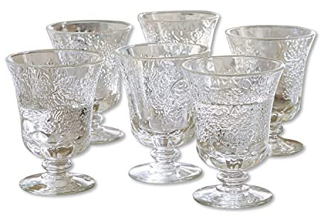 LOBERON Wassergläser 6er Set Abèle | Mit Prächtiger Verzierung | Für Wasser & Wein | Traditionell Französische Herstellung | Spülmaschinengeeignet | 6 Gläser, klar