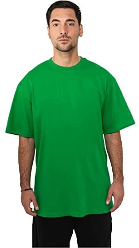 URBAN CLASSICS Men's Basic Crew Neck Tall Tee, Oversized Short Sleeves T-Shirt with Dropped Shoulders, 100% Jersey Cotton, in c.green, L