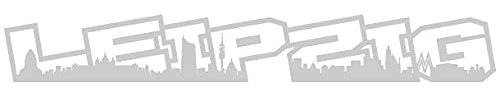 Samunshi® Autoaufkleber Leipzig Schriftzug Skyline Aufkleber 140 x 19,3cm silbermetalleffekt