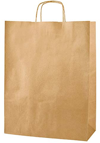 Thepaperbagstore 30 Brown Paper Bags with Handles Large 32x12x42cm | Strong 100gsm kraft paper bags with reinforced twisted handles for reliable carrying