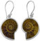 Starborn authentischer Ammonit versteinert Ohrringe 925 Sterling Silber