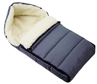 BAMBINIWELT universaler Winterfußsack (90cm), auch geeignet für Babyschale, Kinderwagen, Buggy, aus Wolle UNI liniert (dunkelgrau)