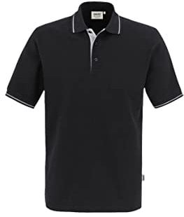 HAKRO Polo-Shirt Casual - 3-Loch Knopfleiste - 803 - schwarz/silber - Größe: XL