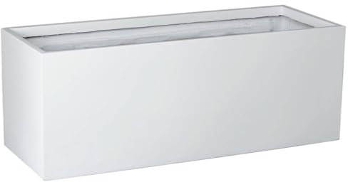 VIVANNO Großer Pflanzkübel 'Maxi', Fiberglas, Weiß, 120x45x45 cm, Frostsicher & Wetterfest, Für Außen & Innen