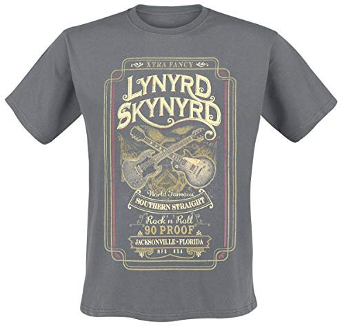 Lynyrd Skynyrd Southern Straight Männer T-Shirt Charcoal L, 100% Baumwolle, Band-Merch, Bands