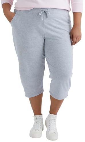 Just My Size Women's Plus-SizeFrench Terry Capri with Pockets, Light Steel, 1X