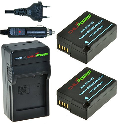 ChiliPower DMW-BLC12, DMW-BLC12E, DMW-BLC12PP Lot de 2 Batteries + Chargeur pour Panasonic Lumix DMC-FZ200/FZ300/FZ1000/FZ2000/FZ2500, DMC-G5, DMC-G6, DMC-G7, DMC-G80, DMC-G85, DMC-GH2, DMC-GH2 GX8