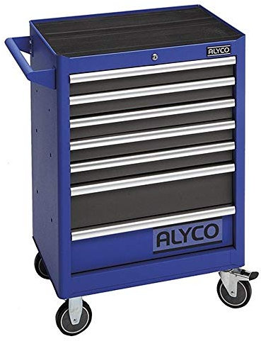 Alyco 192710-Carro movil de 7 cajones ALYPLUS sin Panel 680 x 460 x 1000 mm 65 Kg, Negro, Grande