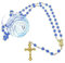 C BC Rose flower box Our Lady of Lourdes blue rosary beads gold chain holy water